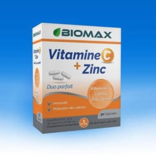 Vitamine C + Zinc 30 Capsules-BIOMAX H&O Parapharmacie - Algérie