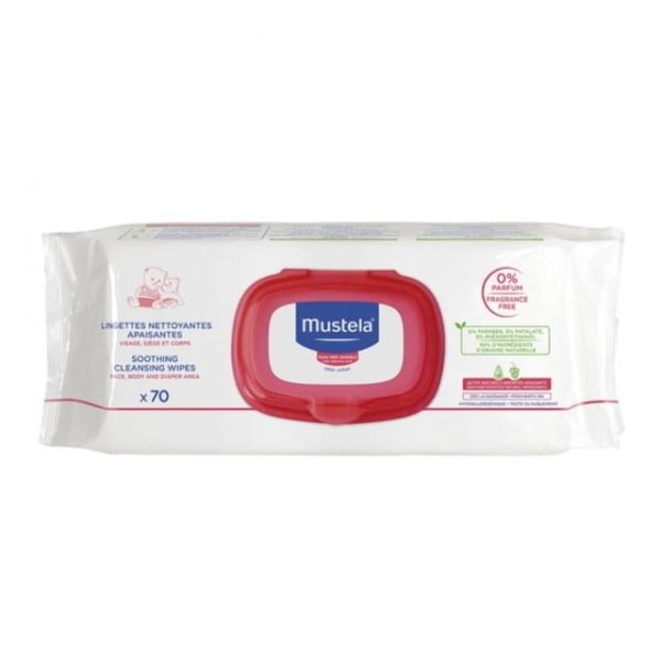 Lingettes Nettoyantes Apaisantes Non Parfumées pack70 Mustela H&O Parapharmacie - Algérie