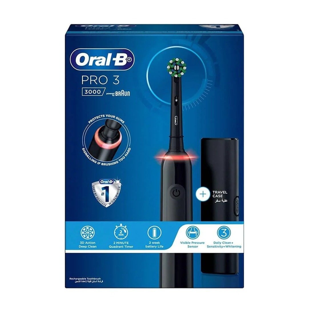 Brosse à dents électrique ORAL-B Vitality Pro3 3500 avec technologie BRAUN, design noir avec étui H&O Parapharmacie - Algérie Brosse à dents électrique ORAL-B Vitality Pro3 3500 avec technologie BRAUN, design noir avec étui H&O Parapharmacie - Algérie