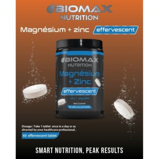 Biomax magnésium+ zinc effervescent H&O Parapharmacie - Algérie