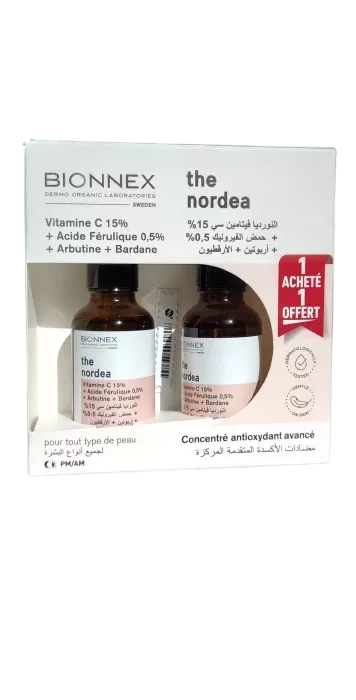 1 acheté = 1 offert Bionnex The Nordea Vitamine C 15% + Acide Férulique 0,5% + Bardane 30 ml H&O Parapharmacie - Algérie 1 acheté = 1 offert Bionnex The Nordea Vitamine C 15% + Acide Férulique 0,5% + Bardane 30 ml H&O Parapharmacie - Algérie