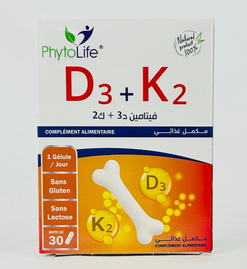 PHYTOLIFE Vitamine D3 + K2 B/30 H&O Parapharmacie - Algérie PHYTOLIFE Vitamine D3 + K2 B/30 H&O Parapharmacie - Algérie