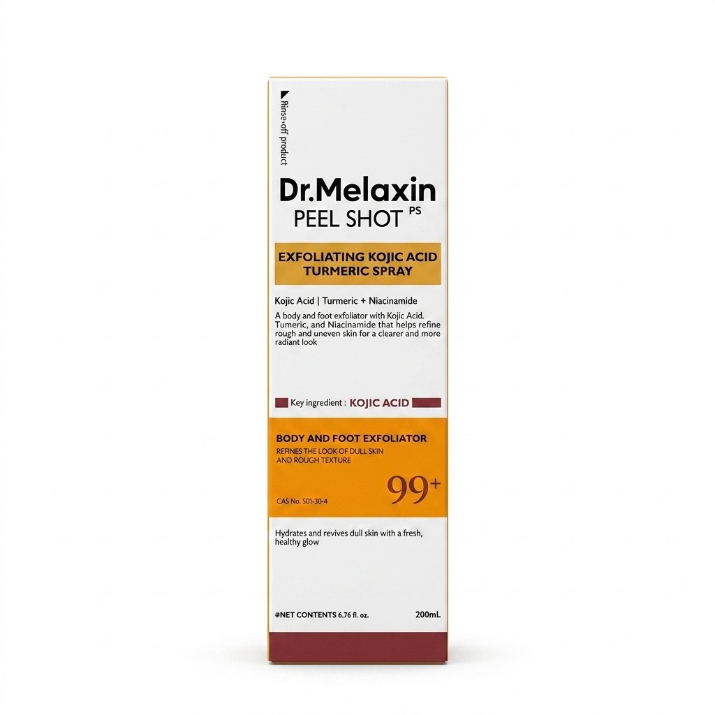 Dr.Melaxin – PEEL SHOT PS Exfoliating Kojic Acid Turmeric Spray – Exfolie et illumine – 200ml H&O Parapharmacie - Algérie Dr.Melaxin – PEEL SHOT PS Exfoliating Kojic Acid Turmeric Spray – Exfolie et illumine – 200ml H&O Parapharmacie - Algérie