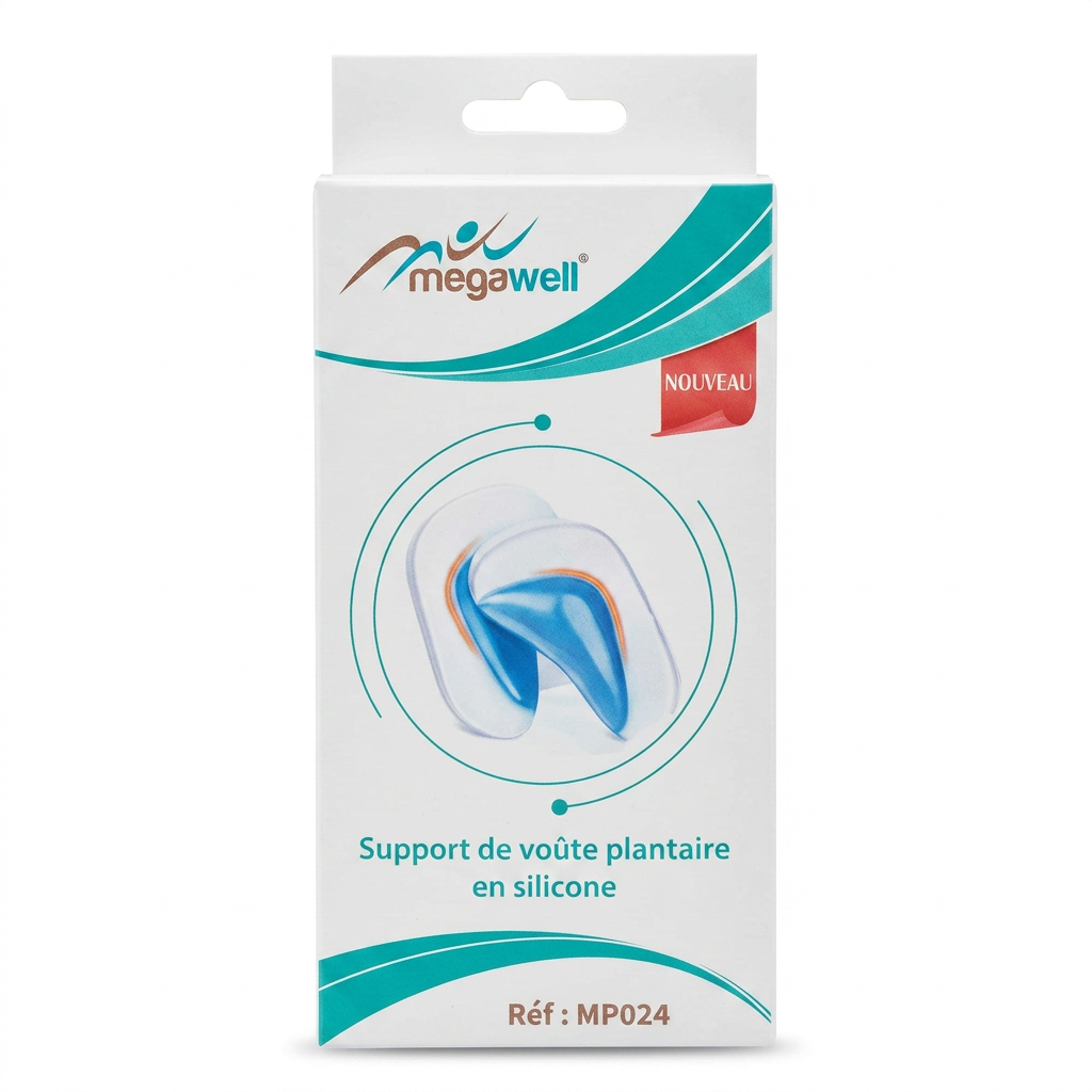Megawell – Support de voûte plantaire en silicone – Confort et soutien H&O Parapharmacie - Algérie Megawell – Support de voûte plantaire en silicone – Confort et soutien H&O Parapharmacie - Algérie