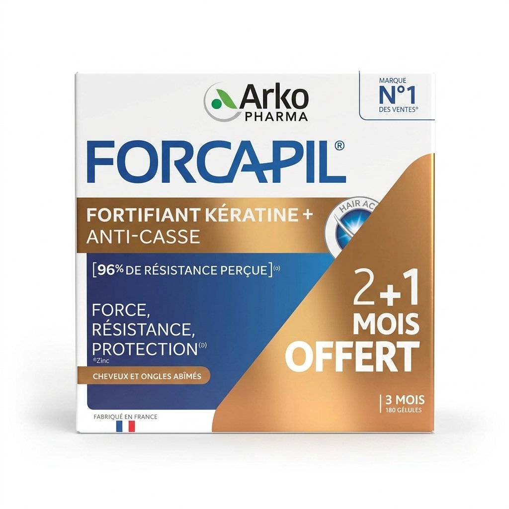 Arko Pharma – FORCAPIL FORTIFIANT KÉRATINE + ANTI-CASSE – Renforce cheveux et ongles – 180 Gélules H&O Parapharmacie - Algérie Arko Pharma – FORCAPIL FORTIFIANT KÉRATINE + ANTI-CASSE – Renforce cheveux et ongles – 180 Gélules H&O Parapharmacie - Algérie
