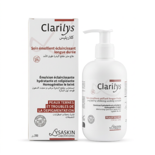 Clarilys – Soin émollient éclaircissant longue durée – Émulsion hydratante et relipidante clarifiante – 200 ml H&O Parapharmacie - Algérie Clarilys – Soin émollient éclaircissant longue durée – Émulsion hydratante et relipidante clarifiante – 200 ml H&O Parapharmacie - Algérie