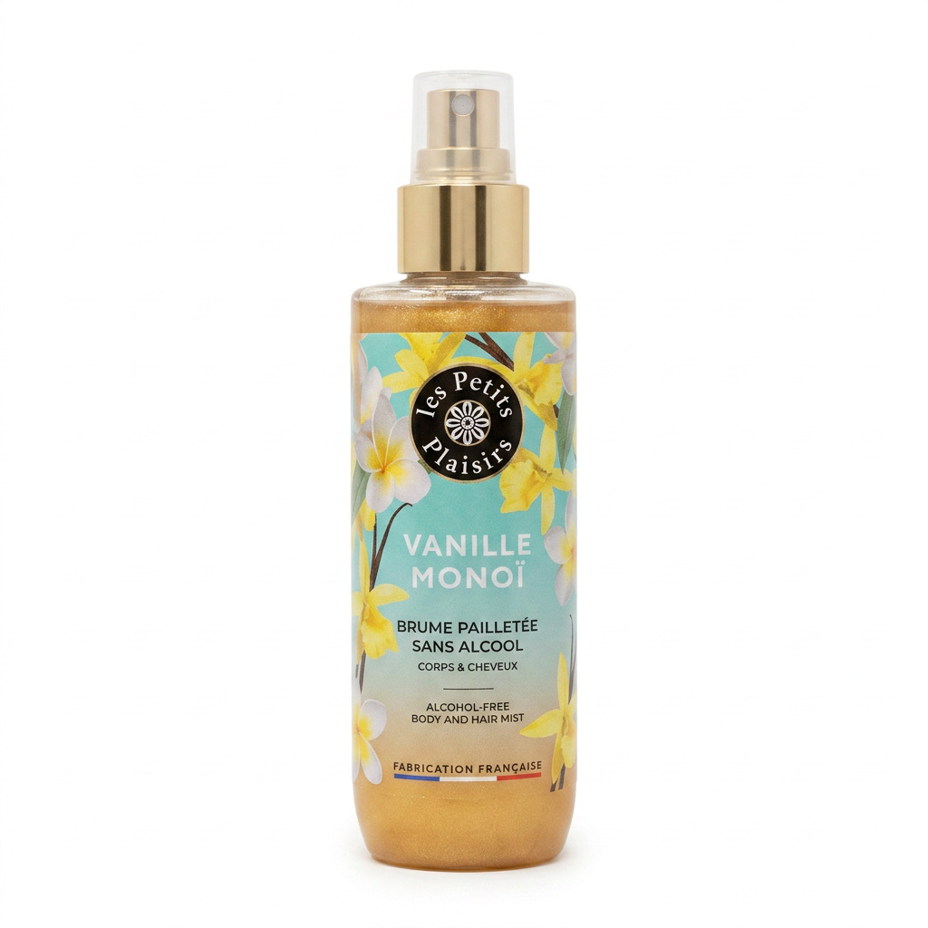 Les Petits Plaisirs – Vanille Monoï Brume Pailletée Sans Alcool Corps & Cheveux – Brume parfumée et pailletée H&O Parapharmacie - Algérie Les Petits Plaisirs – Vanille Monoï Brume Pailletée Sans Alcool Corps & Cheveux – Brume parfumée et pailletée H&O Parapharmacie - Algérie