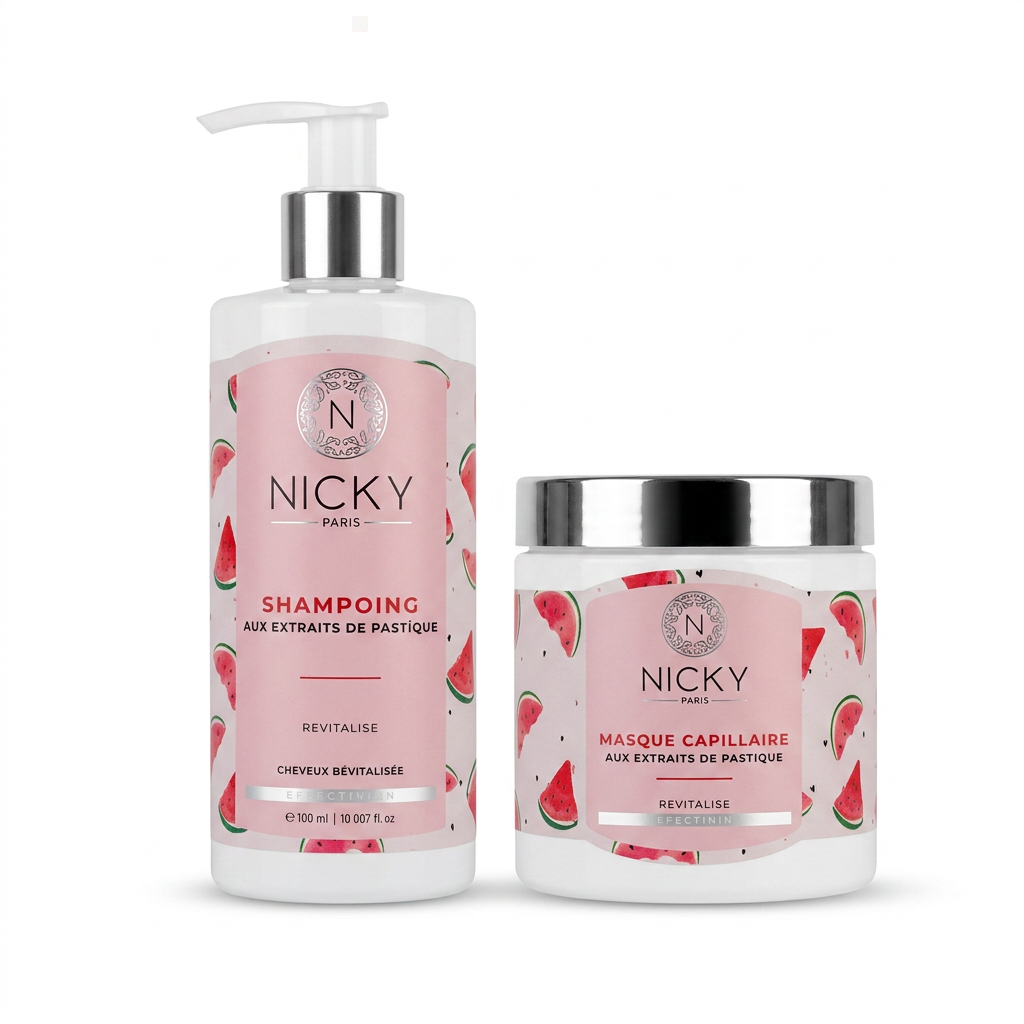 Nicky Paris – Shampoing Revitalise aux Extraits de Pastèque – Cheveux Dévitalisés – 300ml H&O Parapharmacie - Algérie Nicky Paris – Shampoing Revitalise aux Extraits de Pastèque – Cheveux Dévitalisés – 300ml H&O Parapharmacie - Algérie