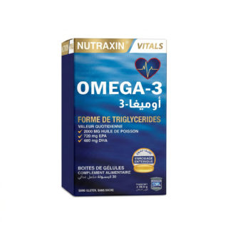 NUTRAXIN – OMEGA-3 – Soutien Cardiovasculaire et Cérébral – 30 capsules H&O Parapharmacie - Algérie