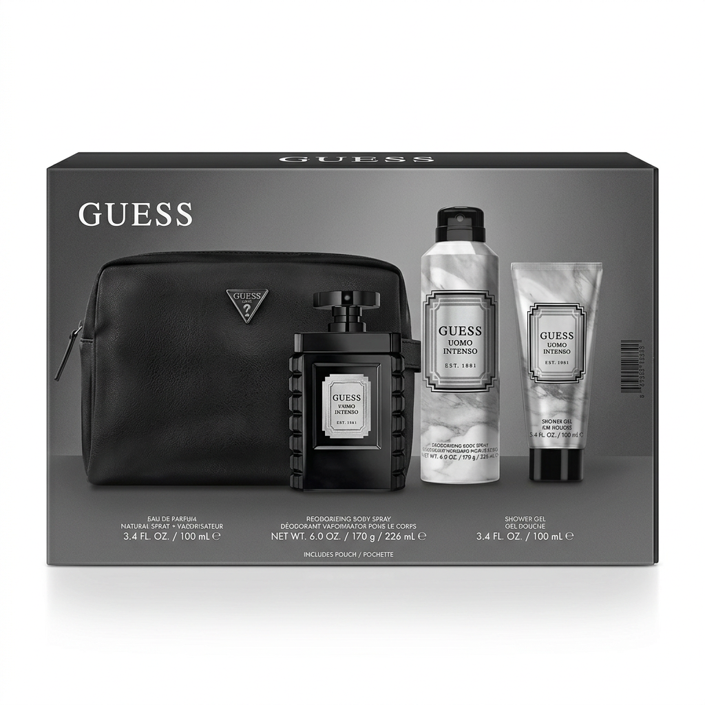 GUESS – Uomo Intenso Eau de Parfum Coffret – Fragrance aromatique boisée boisée – 100 ml H&O Parapharmacie - Algérie GUESS – Uomo Intenso Eau de Parfum Coffret – Fragrance aromatique boisée boisée – 100 ml H&O Parapharmacie - Algérie