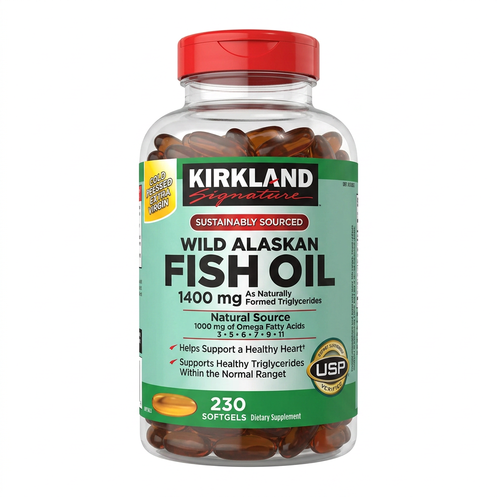 Kirkland Signature – Wild Alaskan Fish Oil – Soutien Cardiaque & Triglycérides – 230 Softgels H&O Parapharmacie - Algérie Kirkland Signature – Wild Alaskan Fish Oil – Soutien Cardiaque & Triglycérides – 230 Softgels H&O Parapharmacie - Algérie
