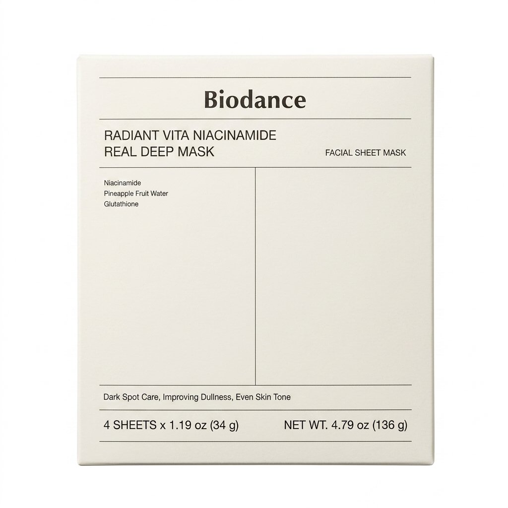 Biodance – RADIANT VITA NIACINAMIDE REAL DEEP MASK – Soin des taches, améliore l’éclat et unifie le teint – 4 feuilles x 34g H&O Parapharmacie - Algérie Biodance – RADIANT VITA NIACINAMIDE REAL DEEP MASK – Soin des taches, améliore l’éclat et unifie le teint – 4 feuilles x 34g H&O Parapharmacie - Algérie