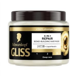 Schwarzkopf – GLISS 4-IN-1 REPAIR BOND-BUILDING HAIR MASK – Réparation intense des cheveux abîmés et secs – Non visible H&O Parapharmacie - Algérie