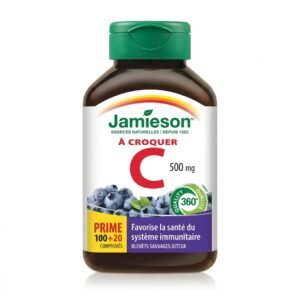 Jamieson – Vitamine C 500 mg à croquer – Soutien immunitaire – 120 comprimés H&O Parapharmacie - Algérie