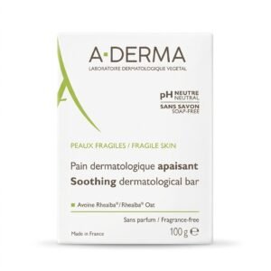 A-DERMA – Pain dermatologique apaisant – Nettoyant doux et apaisant pour peaux fragiles – 100 g