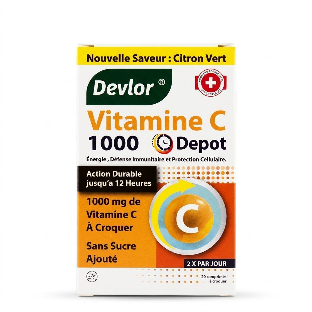 Devlor – Vitamine C 1000 Depot – Soutien immunitaire et énergétique – 20 comprimés H&O Parapharmacie - Algérie Devlor – Vitamine C 1000 Depot – Soutien immunitaire et énergétique – 20 comprimés H&O Parapharmacie - Algérie